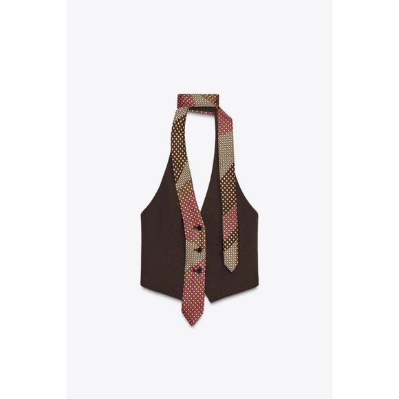 ZARA CHOKER TIE VEST TOP - Picture 1 of 8